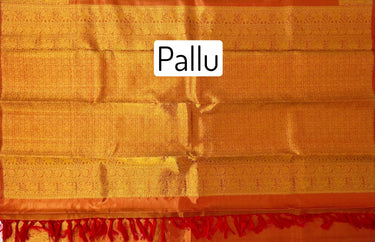 Kanchipuram Tissue Silk Saree | Red & Gold | Pure Zari | Pure Silk | Handwoven | Ships from California | Pushpam - ShopNaya Exclusive